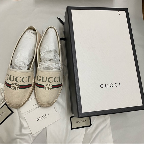GUCCI Leather-trimmed logo canvas espadrilles - Picture 2 of 10